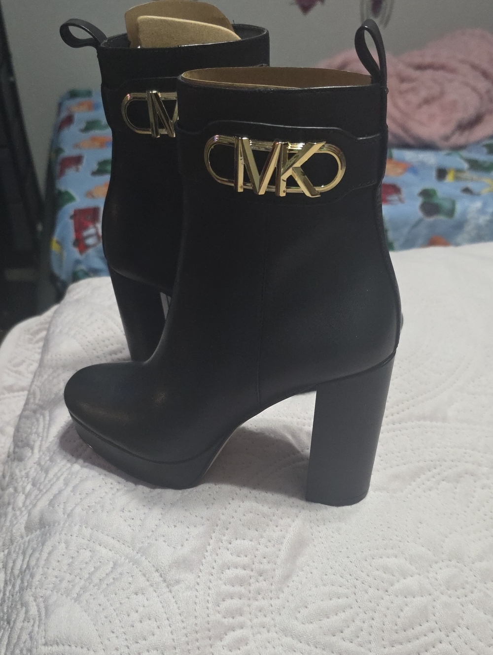 MICHAEL Michael Kors Black Leather Platform Ankle Boot - Picture 10 of 12